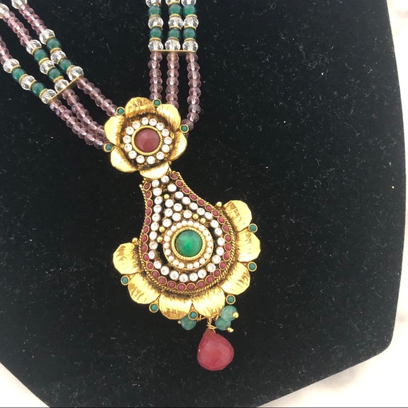 Faux Ruby Indian Jewelry Set - Picture 4 of 4